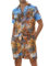 Atforna Hawaii Hemd Männer Festival Hemd Herren 90er Jahre Outfit Kurzarm Sommer Freizeithemden Unisex Beach Shirt und Shorts Hawaiihemd 2 Teiler Set Blau Kokospalme XXL