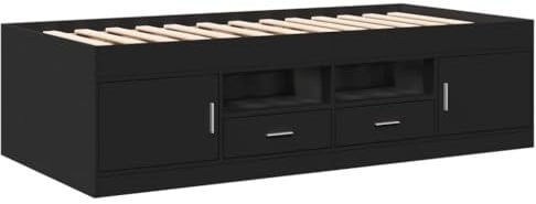 vidaXL Tagesbett mit Schubladen, Gästebett mit Stauraum Sperrholzlatten, Sofabett für Wohnzimmer Schlafzimmer, Bett, Modern, Schwarz 75x190cm Holzwerkstoff