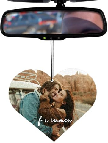 Auto Lufterfrischer Mit Fotos,Autoduft,AutozubehöR,Auto Gadgets Innenraum,Autospiegel AnhäNger AutoparfüM,Fotogeschenke Personalisiert,Autospiegel AnhäNger,Personalisierte Geschenke MäNner (Herz)