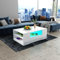Couchtisch, Moderner Couchtisch, Wohnzimmertisch mit 2 Schubladen & Offenes Regal All Hochglanz Kaffeetisch Rechteck Wohnzimmermöbel 95x55x37cm - Weiß mit LED Beleuchtung