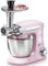Batidora de pie 4L, batidora de Alimentos de 6 velocidades de 1000W con Gancho para Masa, batidor y batidor, tazón para Mezclar y picadora de Alimentos, batidora de Cocina eléctrica, Rosa