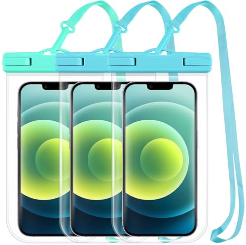 2024 Waterproof Phone Pouch: 3 Pack Cruise Ship Essentials Must Haves Dry Bag for Vacation Beach Travel Kayak Accessories,Phone Case for iPhone 15 14 13 12 Pro Plus Max Galaxy - Green+Blue+Blue