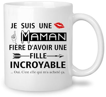 Yufansd Drôle Tasse à Café Cadeau de Maman de sa Fille Cool Cadeau d'anniversaire pour Mère Femmes Maman Fête des Mères Noël Nouveauté Mug Céramique 350 ml (Maman de sa fille)