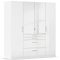 Rauch Möbel Homburg, Drehtürenschrank, Kleiderschrank mit Spiegel, Garderobe, Aufbewahrung, Ordnungssystem, Schrank, 4-türig, 2 Spiegeltüren, 4 Schubladen, Farbe Hochglanz Weiß/Alpinweiß, 181x197x54cm