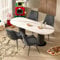 Hawthyhome Esszimmerstühle 4er Set | Polsterstühle mit 5 cm Sitzkissen • künstlicher Stoff Dining Chair • Küchenstuhl mit Rückenlehne • Moderne Sessel • Metallbeine • Dunkelgrau FU01043DG-4