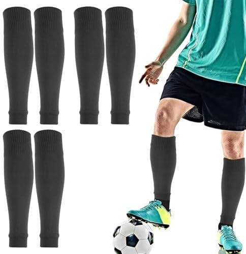 EEPLUYTY 3 Paar Stutzen Ohne Socken, Fußball Stutzen Socken, Unisex-Socken Stutzen, Fußball In Der Mitte Der Wade, Geeignet Für Fußball, Basketball Und Andere Sportarten (Schwarz)