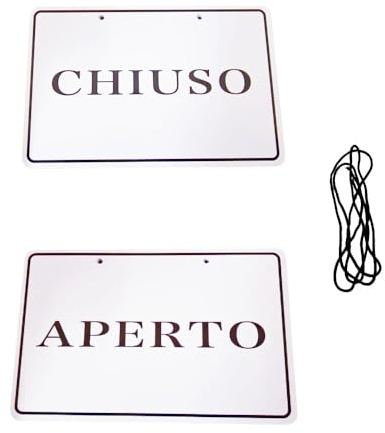 Cartello Elegante Aperto Chiuso in Legno incluso cordoncino, Insegna per Negozi e attività commerciali