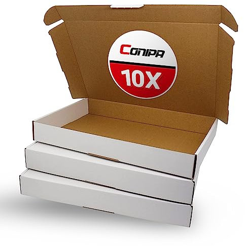 Conipa® 60 Stück Maxibriefkarton A4 in 350 x 250 x 50 mm (weiß) - Warensendung & Buchverpackung aus stabiler Wellpappe - Versandkarton & Faltkarton BÜWA (Bücher Versand) - Karton Verpackung Maxibrief