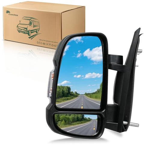 Convitex Außenspiegel Links Fi|at Ducato Elektrisch Einklappbar, Spiegel Links Pe|ugeot Boxer Klappbar, Seitenspiegel Links Citr|oen Jumper Anklappbar Baujahr 2006-2023
