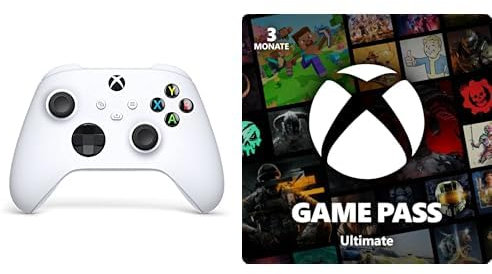 Xbox Wireless Controller - Robot White + Game Pass Ultimate | 3 Monate Mitgliedschaft
