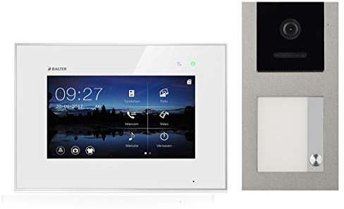 Balter EVO Aufputz SILBER Video Türsprechanlage 1x 7 Monitor für 1 Teilnehmer 2-Draht BUS RFID EVO-AP-KIT-1FAM