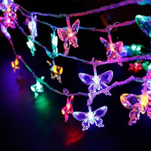 KOBOKO Schmetterling Lichterkette 1,5M 10 LED, Batteriebetrieben für Kinderzimmer - Deko für Innen und Außen, Hochzeiten, Partys, Garten, Weihnachten