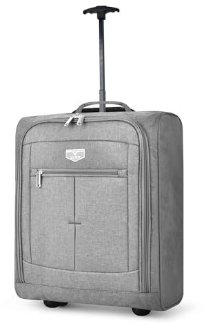 LUGG Cabin Size Lightweight Luggage - Durable 600D Polyester Snowflake Push Up Trolley - Solid Wheels - Easyjet, Ryanair, British Airways - Airway Locker (56x45x25cm)