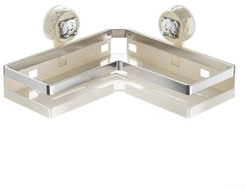 Eawfgtuw Étagère d'angle de douche à ventouse pour salle de bain en acier inoxydable au carbone pour rangement de shampooing et articles de toilette Design gain de place à 90 degrés (26 cm)