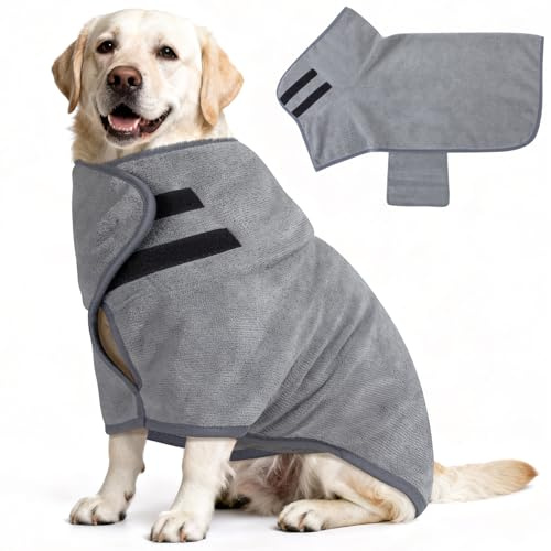 Kiiwah Peignoir Chien en Microfibre, Serviette Chien Super Absorbant à Séchage Rapide Peignoir Chien pour Bain Plage Pluie (M)