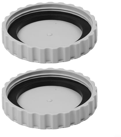 Yuanpgky Kit de piezas de repuesto para entrada de piscina, paquete de 2 cubiertas de sellado de entrada de agua de plástico gris para piscinas con válvulas de cierre, a prueba de fugas