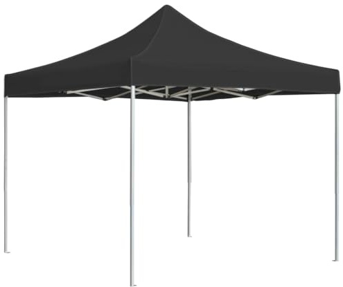 QJBSAVVA Partyzelt Faltbar 2x2 m Anthrazit Aluminium Pavillon mit 280 g/m² PVC Oxford Gewebe Sonnenschutz Gartenpavillon Easy Setup für Grillfest Garten Terrasse Balkon