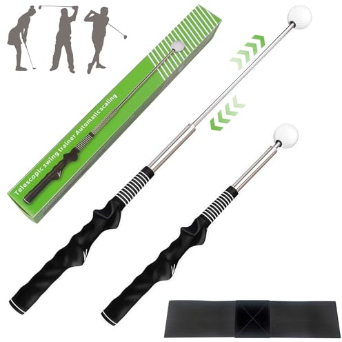 Vutlace Golf Swing Trainer, Retractable Golf Grip Swing Training Aid, Adjustable Golf Grip Trainer with Arm Band for Men Women Indoor & Outdoor Practice Chipping Hitting