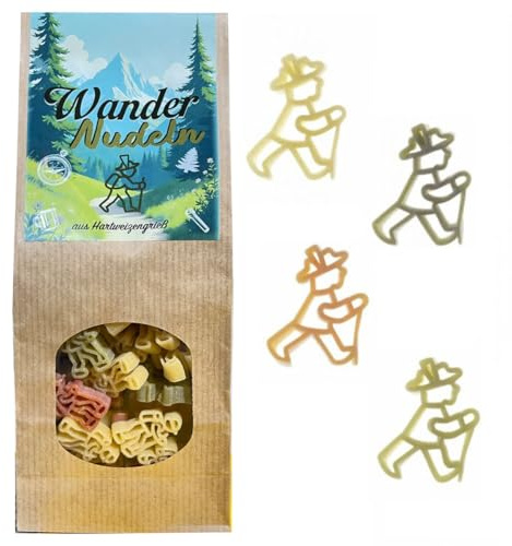 WANDER Nudeln – Wanderer als Pasta 225 g – Nudelspezialität aus 100% Hartweizengrieß – Lustige Motivnudeln für Kinder & Erwachsene – Originelle Geschenkidee