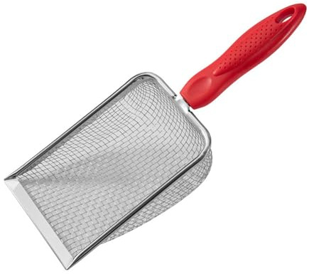 mophrati Litter Scooper Stainless Steel Comfortable Handle Easy To Clean Mesh Shovel Cat Scooper For Litter Boxes Kitty Scoops Puppy Stainless Steel Scoops Cat Sifter Shovel, Mesh 4.3x4.3mm