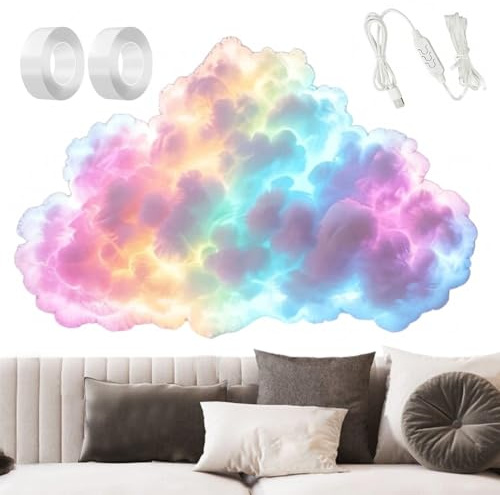CEWROM DIY USB-Powered Thundercloud LED Light Decor, LED-Wolkenlicht Mehrfarbige Dynamische Beleuchtung mit 3D-Wolkeneffekt, Umgebungsraumdekoration für Zimmer Schlafzimmer Spielzimmer Party