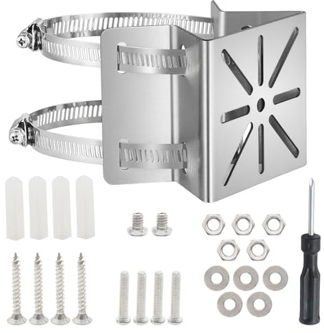 JUUDDENPARTS Universal Vertical Pole Mount, CCTV Camera Mount, S340 Stainless Steel Mount, Suitable for Indoor and Outdoor Surveillance and Lighting Equipment
