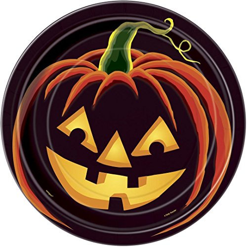 Unique Party 40775 - 23cm Pumpkin Grin Halloween Party Plates, Pack of 8