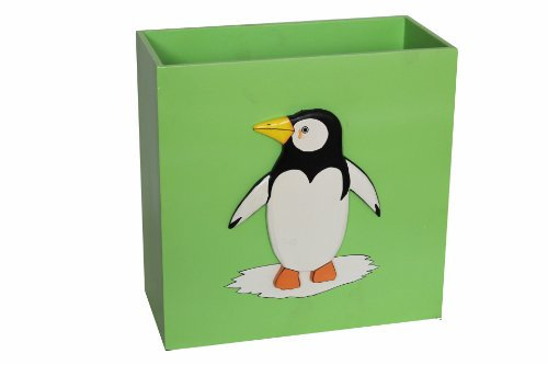 Naturesco Süße farbenfrohe Stiftebox Pinguin aus Holz - echte Handarbeit