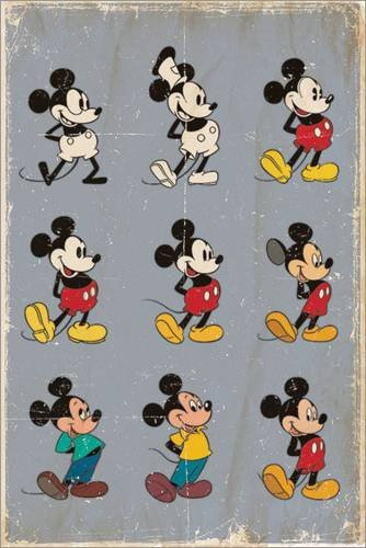 Poster Mickey Mouse - Evolution - preiswertes Plakat, XXL Wandposter