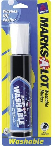 Avery Marks A Lot Jumbo Washable Marker, Chisel Tip, 1 Black Marker, Great for Large Signs and Posters (24158)