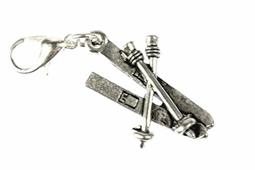 Miniblings Skier Ski Winter Charm Skiset Schi fahren - Handmade Modeschmuck I Kettenanhänger versilbert - Bettelanhänger Bettelarmband - Anhänger für Armband