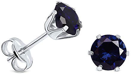 Miore Ohrring Damen runde Ohrstecker mit Edelstein/Geburtsstein Saphir in blau aus Weißgold 9 Karat / 375 Gold, Ohrschmuck