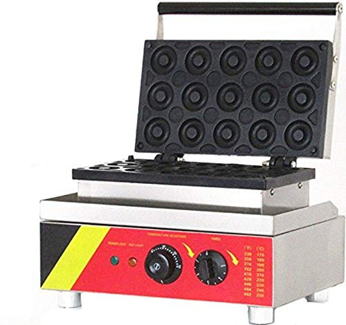 CGOLDENWALL 15pcs Commercial Doughnut Donut Waffle Maker Electric Waffle Machine No-stick Belgian Waffle Baker (Donut) 110V/220V CE Certification