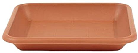 greemotion Blumentopfuntersetzer Jana in Terracotta - Blumen-Untersetzer eckig für Pflanzkübel - Pflanzenuntersetzer quadratisch aus Kunststoff - Pflanzen Untertopf 34 x 34 cm
