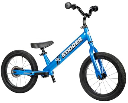 Strider 14x Classic Balance Bike for Kids Ages 3–6 Years, Awesome Blue