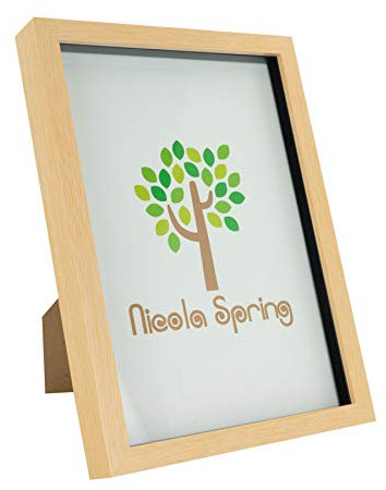 Nicola Spring 3D Shadow Box Photo Frame - 8x12 (20x30cm) - Pack of 1 - Light Wood 3D Photo Frame Box A4 Picture Portrait Display Case for Crafts, Keepsakes, Wedding, Graduation