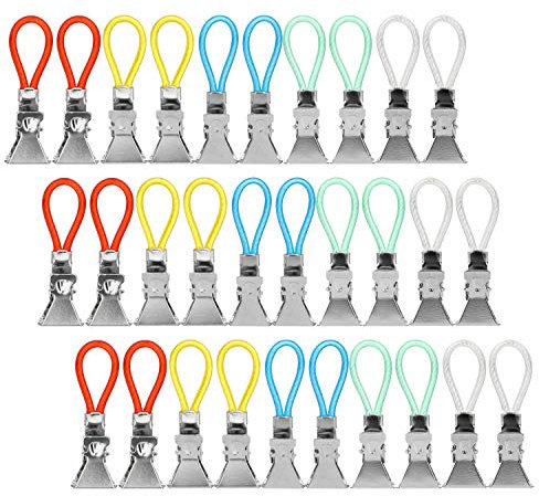 MWOOT 30 Stück Handtuchhalter-Clips aus Metall, Handtuchhaken zum Aufhängen von Handtüchern in 5 tollen Farben