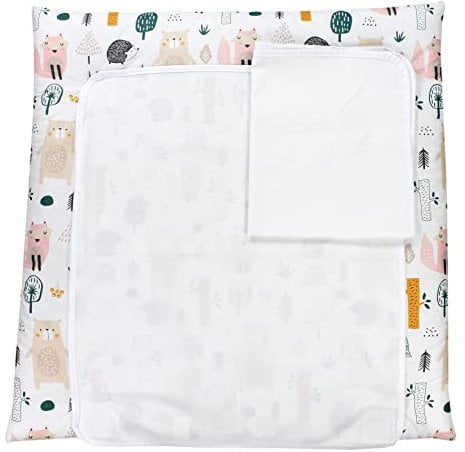 TupTam Baby Wickelauflage inkl. 2 Frotteebezügen ANK019, Farbe: Wald/Beige, Größe: 76 x 76 cm
