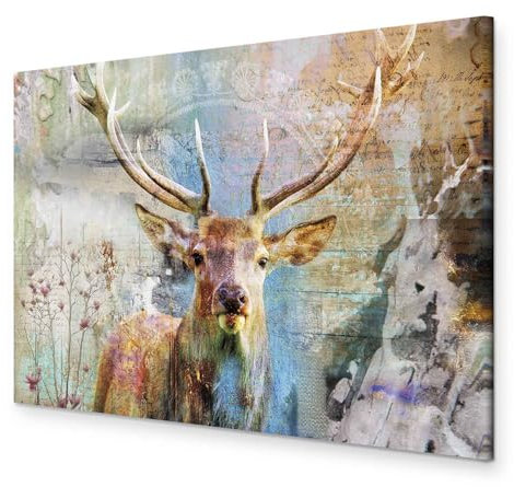 murando HandArt Bilder auf Leinwand Hirsch 1 tlg Leinwandbild Wandbilder Wohnzimmer Wanddekoration Moderne Kunst - Tiere Abstrakt g-C-0060-b-b