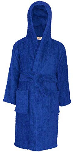 A2Z 4 Kids Childrens Boys Girls Hooded Bathrobe 100% Cotton Terry - Towel Bathrobe Royal_9-10