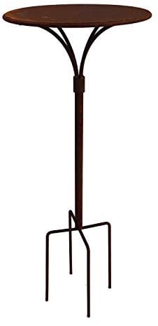 Hirsch Terracotta Gartenstecktisch stabil und massiv Deko Tisch aus Metall in Naturrost, Tisch Blumenhocker Beistelltisch (Ø:41cm Höhe:59cm)