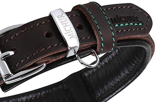 MICHUR Oleo Hundehalsband Leder, Lederhalsband Hund, Halsband, Braun, Leder, in verschiedenen Größen erhältlich