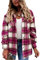 L&ieserram Surchemise Femme Veste à Carreaux Chemise Décontracté Oversized Chemisier Blouse Femme (B Rose, L)