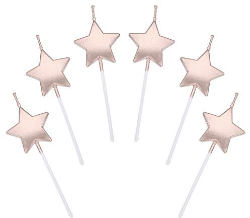 Star Birthday Candles,6 Pcs Metallic Cake Candles for Birthday Wedding Party Cupcakes Topper Decorations,Champagne