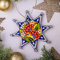 Christbaumschmuck Stern Blau-silberner Weihnachtsschmuck aus Holz Beidsetig Handbemalt 9 х 9 х 0.5 cm Traditionelles Kunsthandwerk aus der Ukraine