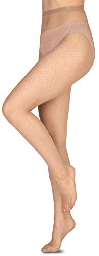 Annes styling Medias de red de malla de diamante para mujer, Shakira Visone, M-L