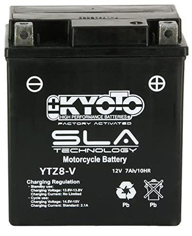 Batterie moto Kyoto SLA GTZ8-V (YTZ8-V) AGM - Sans entretien - 12 V 7 Ah - Dimensions: 113 x 70 x 130 mm compatible avec HONDA SH125i 125 2017-
