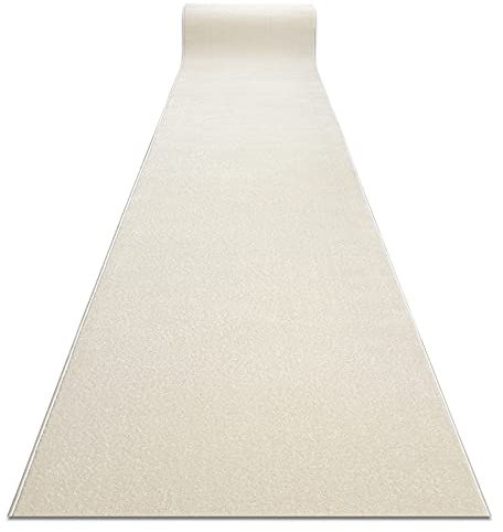 Läufer KARMEL glatt – Einfarbiger Teppichläufer für Küche, Wohnzimmer & Flur – rutschfest & strapazierfähig – Weiß – 80x500 cm