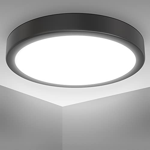 B.K.Licht - LED Deckenlampe mit neutralweißer Lichtfarbe, 18 Watt, 2000 Lumen, LED Deckenleuchte, Lampe, Wohnzimmerlampe, Schlafzimmerlampe, Küchenlampe, Deckenbeleuchtung, 28x4 cm, Schwarz