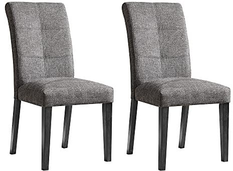 MODERION 2er-Set Esszimmerstühle aus Massivholz, Bürostuhl, Loungesessel, Weiche Rückenlehne und Gepolsterter Sitz, Elegantes Grau, 47x67x98 cm (Gray)